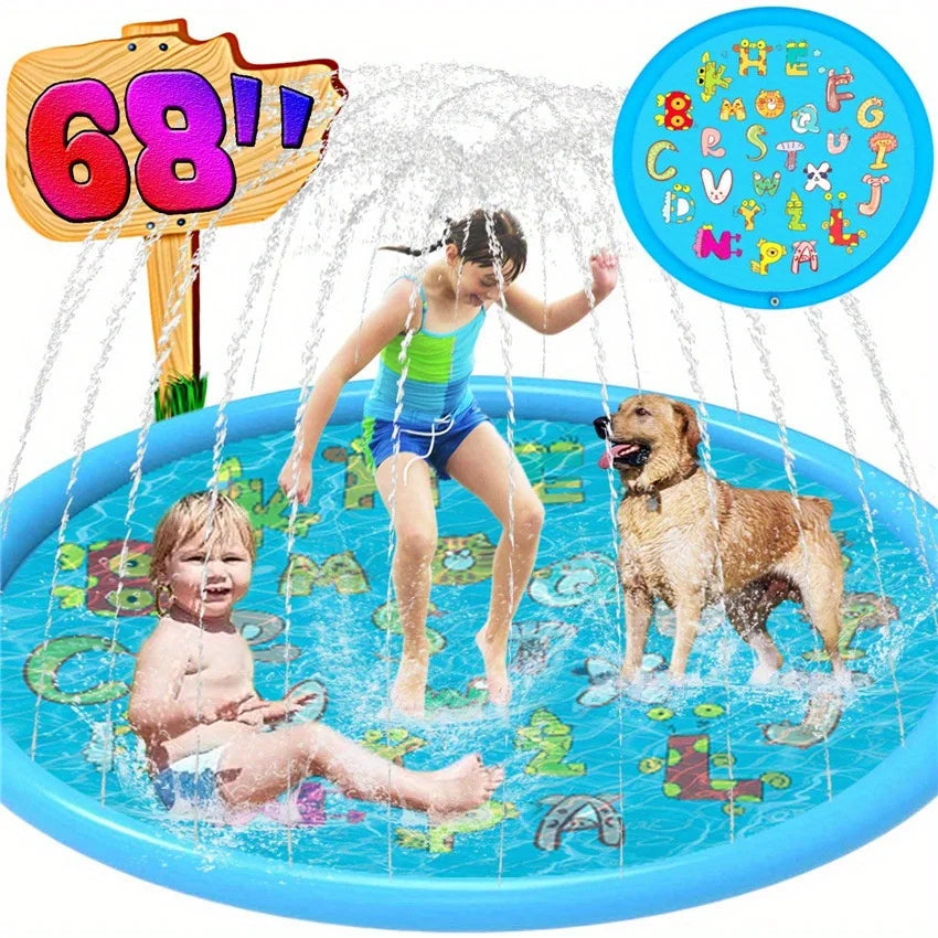 68-Inch water spray pad, water pad for boys and girls, outside splash pad, yard sprinkler PVC spot