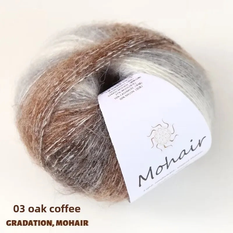 Silk gradual change mohair, hand DIY woven color wool super soft, plush bright silk wool ball