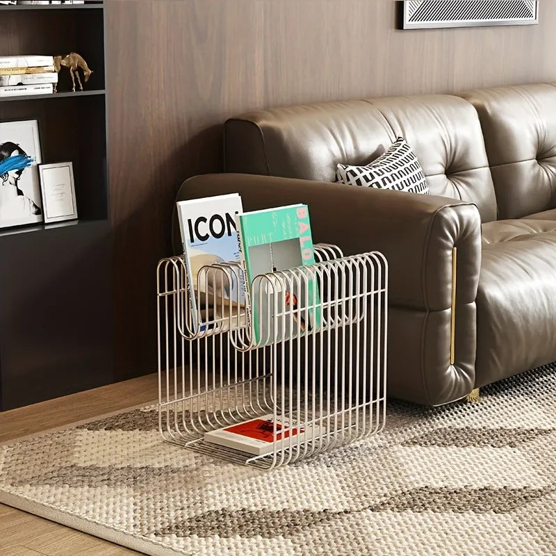 a simple modern light luxury coffee table, a few corners on the side of the coffee table, a book shelf, a shelf