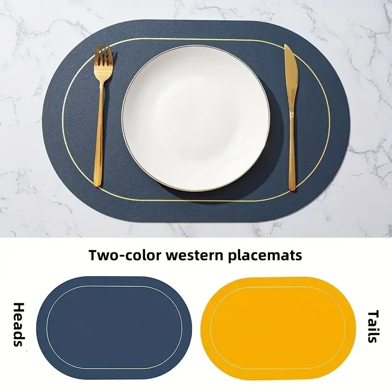 1/4/6pcs,PU Placemats,Dining Table Waterproof Non-Slip Table Mat,Heat Insulation Leather Place Mats Set,Nordic Style Cup Mat