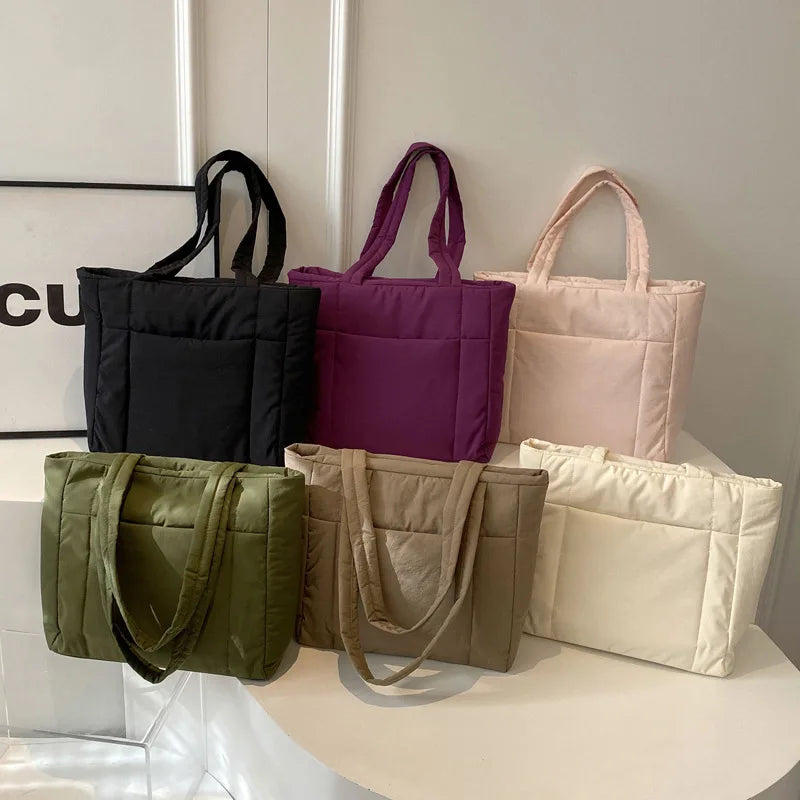 New commuter tote bag female college student class canvas bag nylon handbag large capacity Korean shoulder bag