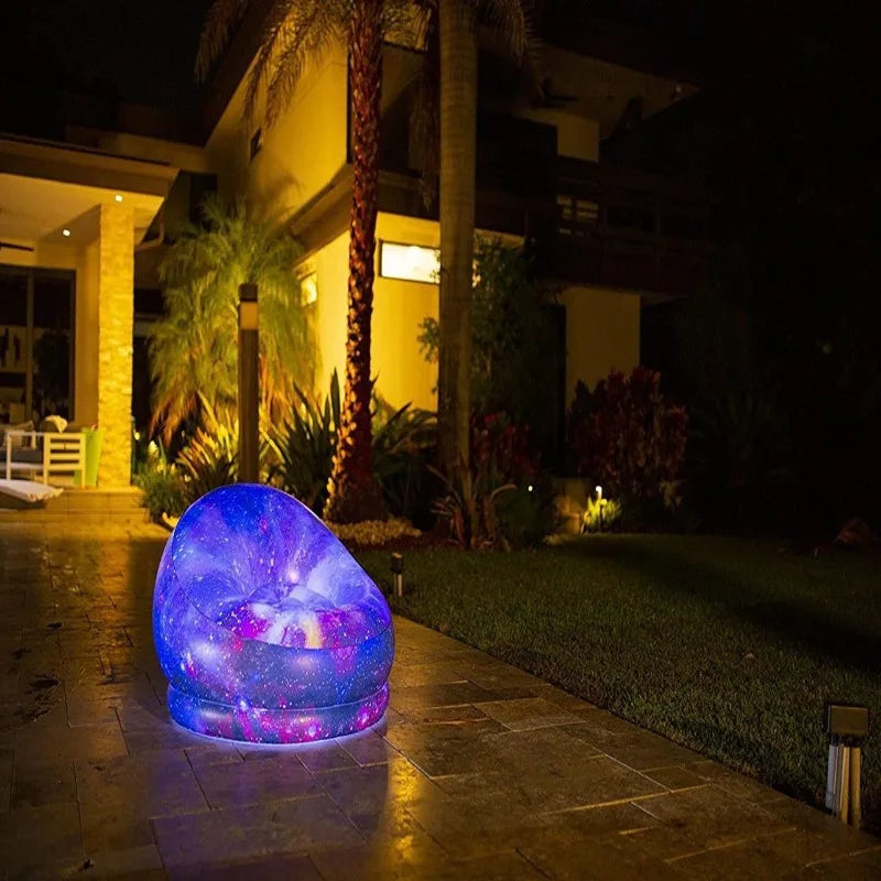 2025 new PVC inflatable luminous sofa single lazy sofa chair, outdoor leisure gypsy sofa bed stool