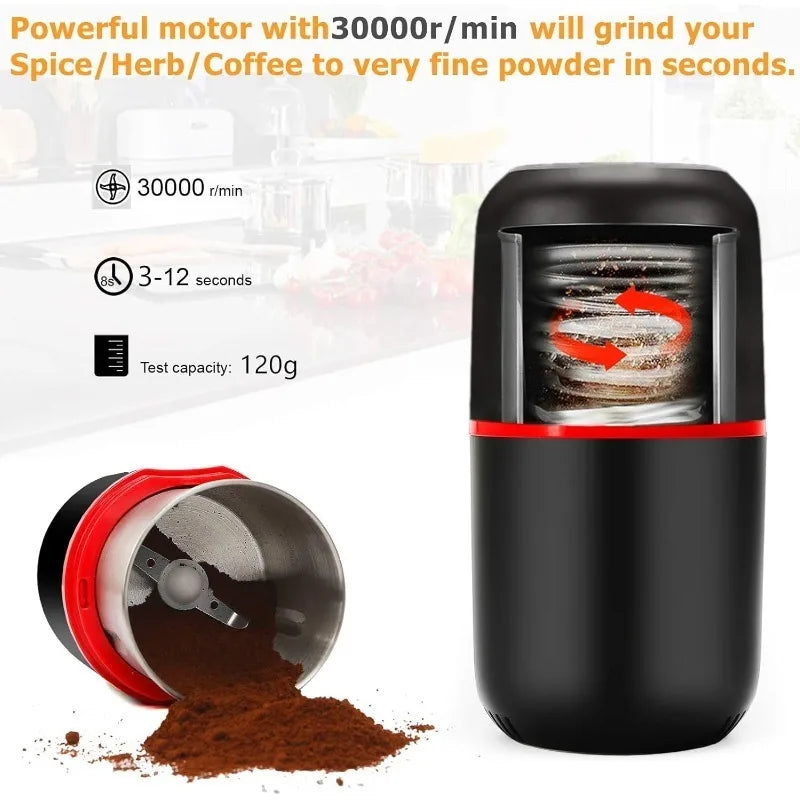 150W Electric Coffee Herb Grinder 120g Large Capacity Spice Grinder with Stainless Steel Blade for Coffee Beans,Nuts,Seeds,Grain