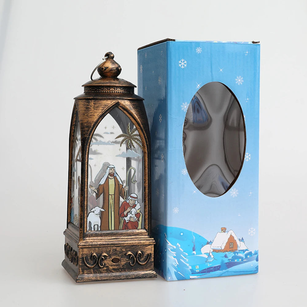 1PC Christmas Decorations Led Lighting Golden Arch Wind Light Nightlight Religious Jesus Retro Decoration