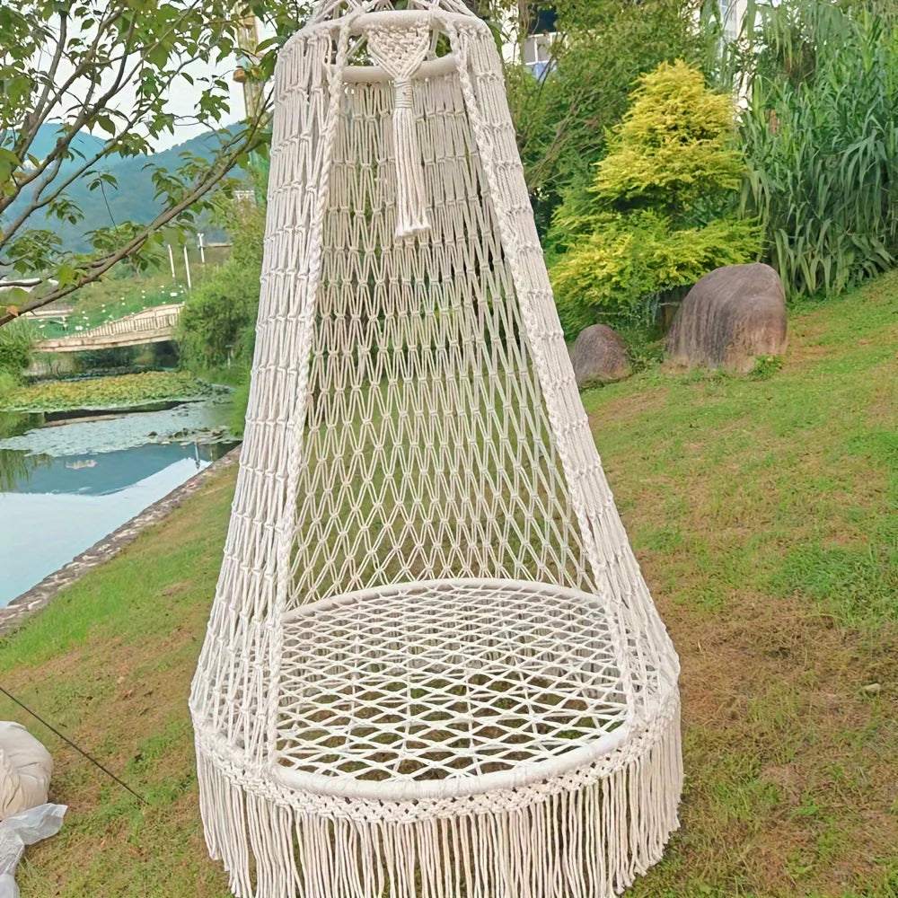Handmade woven tassel hanging chair Bohemian courtyard swing indoor hammock outdoor hammock does not include seat cushion