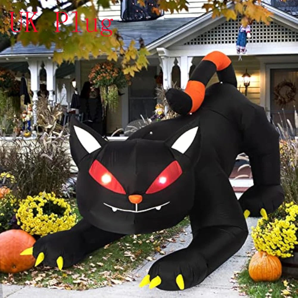 1.8M Black Cat  Halloween Inflatable Decoration Built-in LED Lights Inflatable Model Outdoor Ornament Party Garden Decor