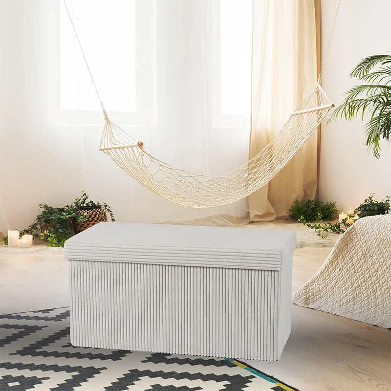Popular flannel striped storage stool folding stool home flannel finishing storage stool shoe changing stool