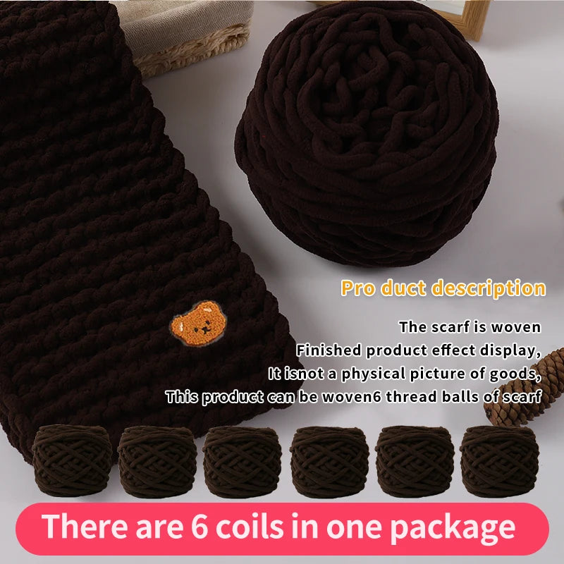 6 Thread Balls+1 Teddy Bear Jewelry Handmade Gift Woven Scarf Thread DIY Ice Stripe Thread Thick Yarn Ball
