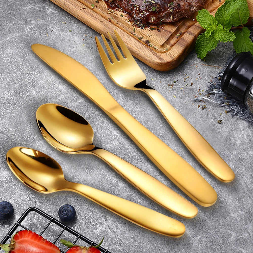 4pcs Western Dinnerware Set Stainless Steel Cutlery Set Fork Knife Spoon Tableware Set Flatware Set Dishwasher Safe Cutlery Set
