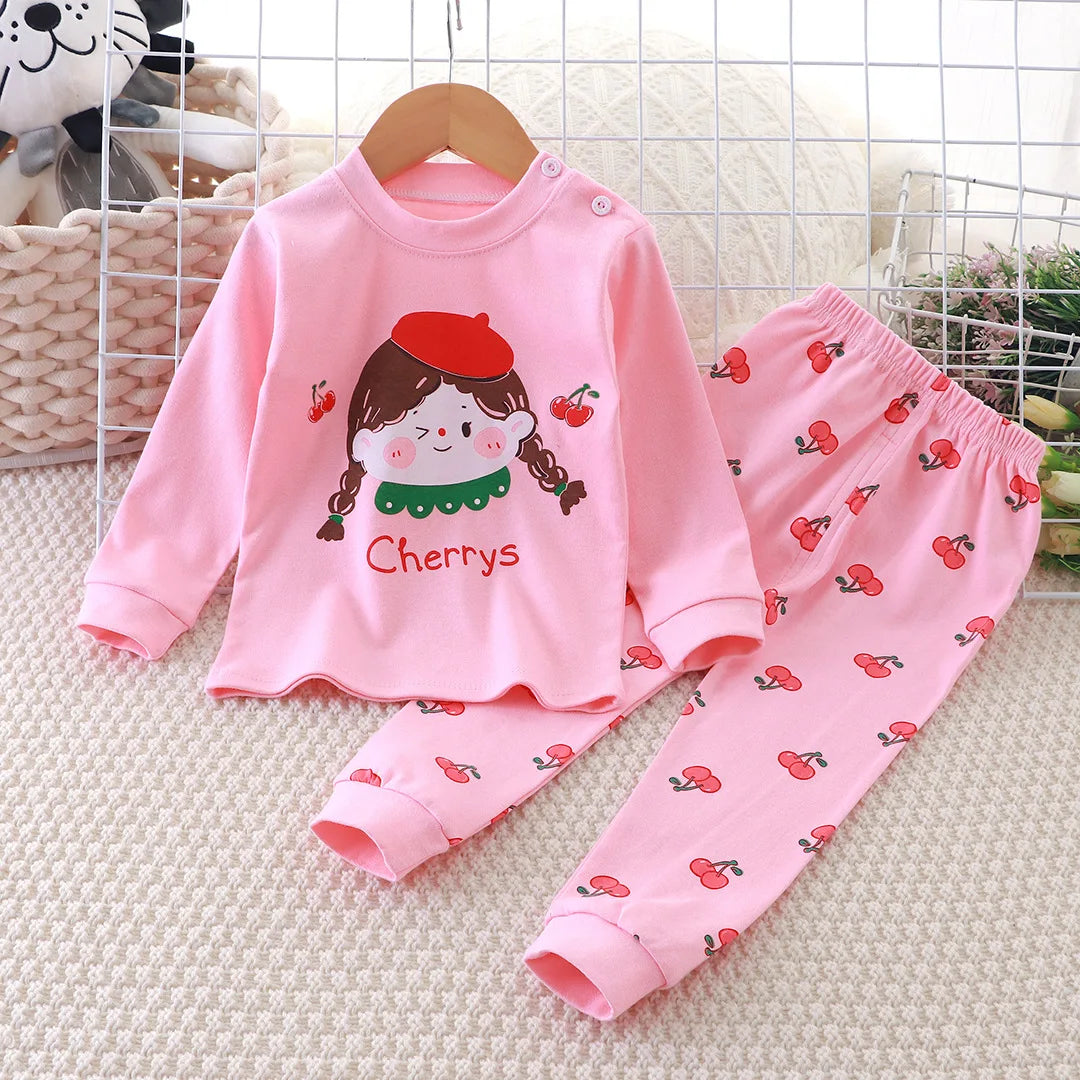 Baby Fall Clothes Cartoon Animal Sleepwear Children Pajamas Sets Unisex Kids Autumn Clothing Durable Soft Warm Comfort