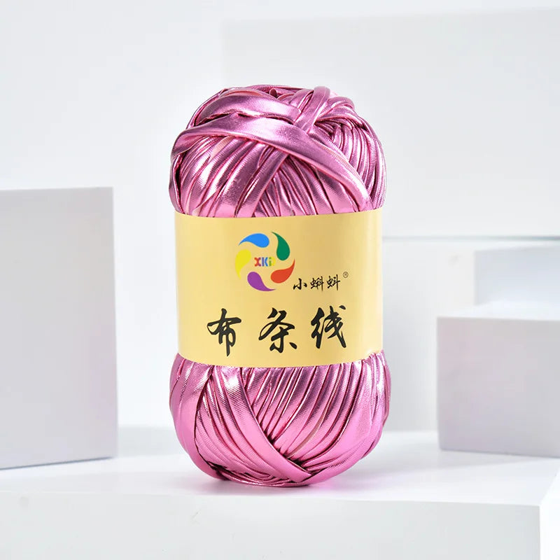 Metal texture cloth line personalized wool DIY woven bag bright leather hand woven material
