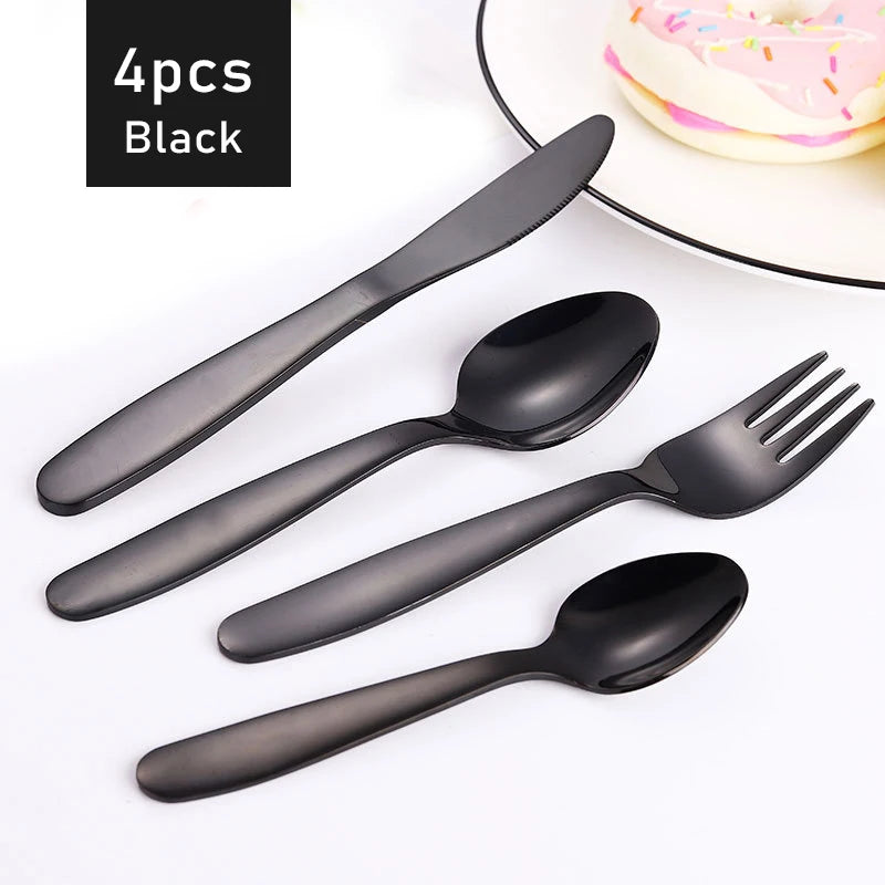 4pcs Western Dinnerware Set Stainless Steel Cutlery Set Fork Knife Spoon Tableware Set Flatware Set Dishwasher Safe Cutlery Set