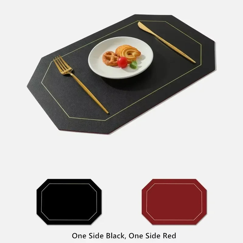 1/4pcs Faux Leather Placemats ,Waterproof,Oil-resistant, Heat-resistant, Anti-scald Dinner Bowl Mat, Kitchen Dining Table  Mats