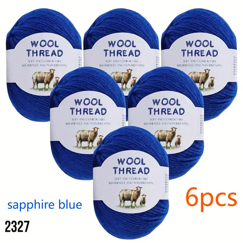6pcs Australian wool set（300g）soft and comfortable, brilliant colors can be used to knit knits such as sweaters, vests, etc