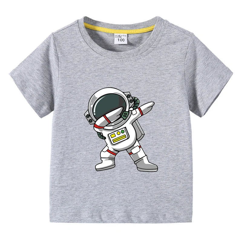 2025 New Kids Clothing Fashion Spaceman Graphic Short Sleeve T-Shirt 3-10Years Children Boy O-Neck Tops Tee Kids Summer Clothes