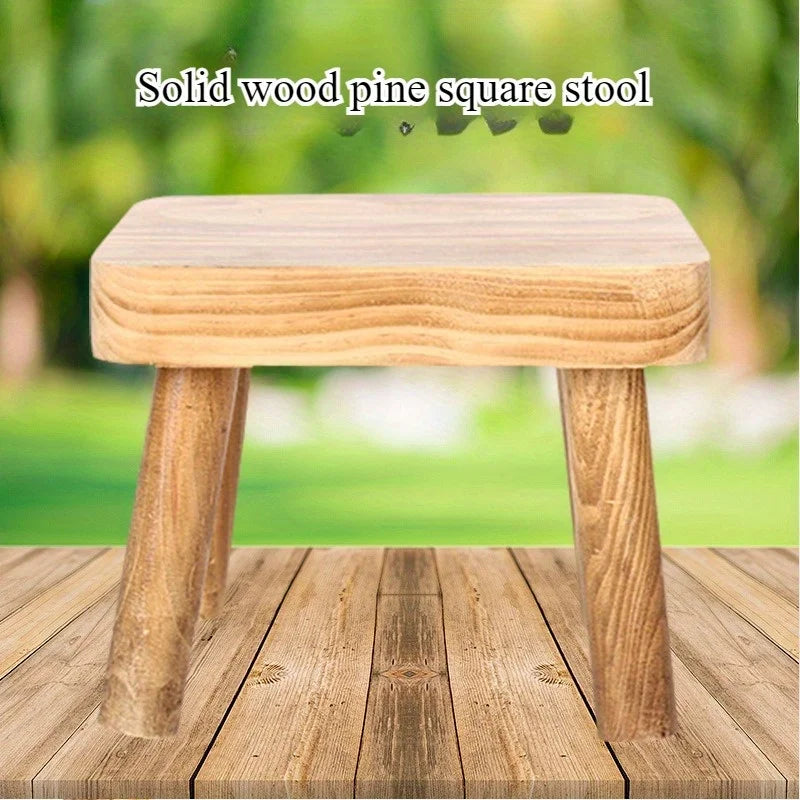 Pine solid wood stool removable portable household solid wood Mazar small bench small stool square stool