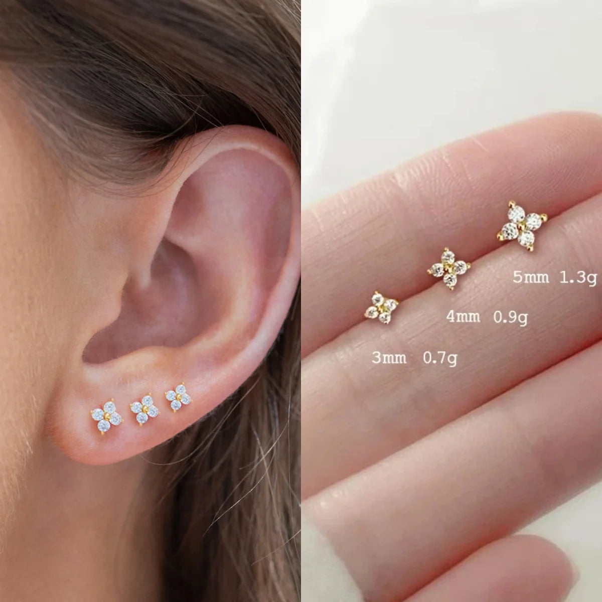 Avenneth Fashion Small Flower Stud Earrings For Women Cartilage Cubic Zirconia Earring Party Jewelry Party Gifts