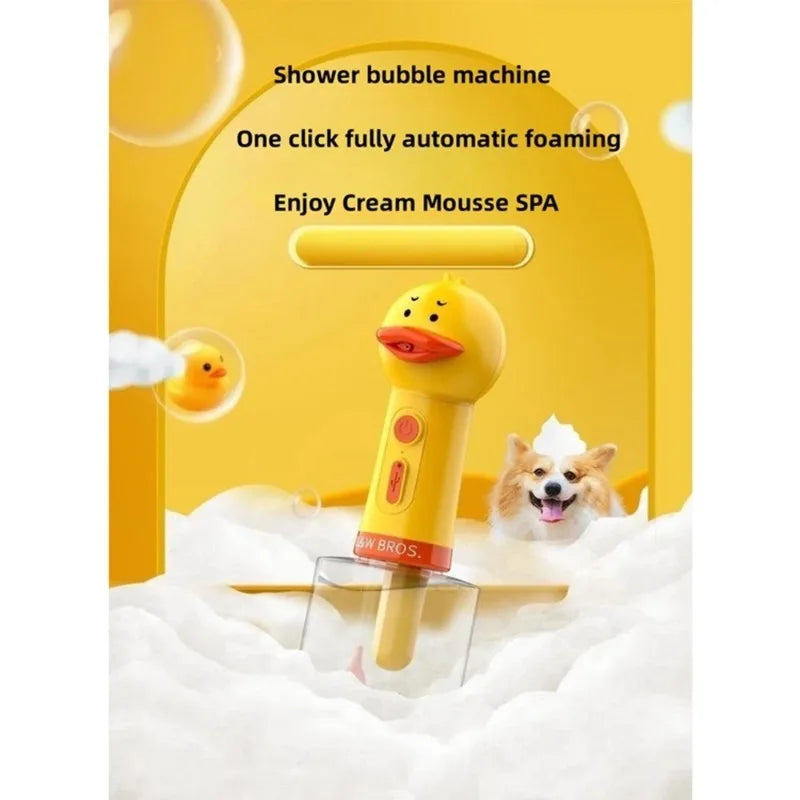 Yellow Duck Pet Cleaning Bath Electric Foam Machine Usb Charging Automatic Soap Loudspeaker Foam Machine Pet Accessories