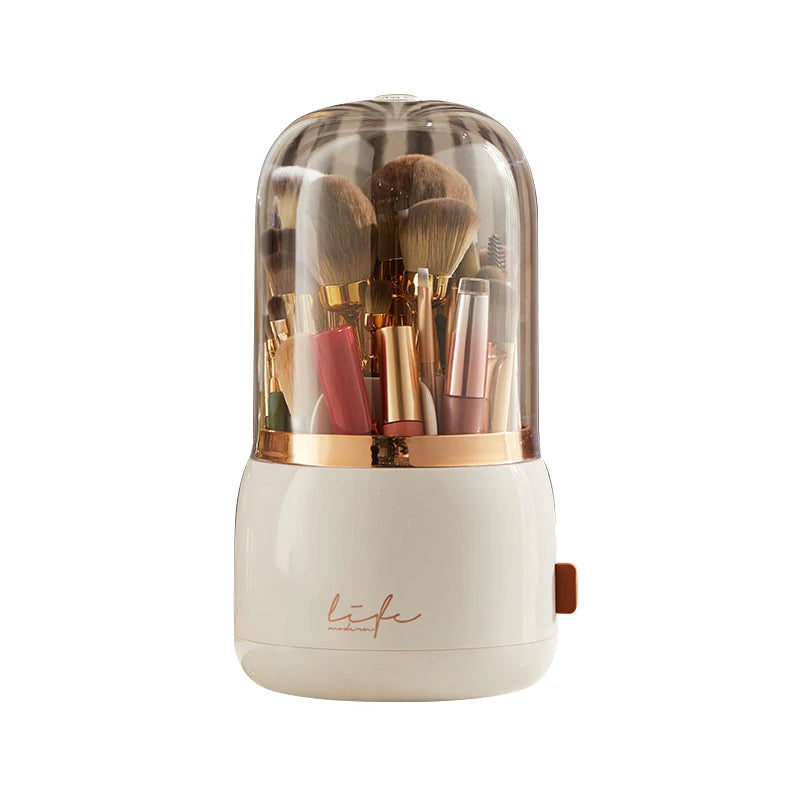 1PC Desktop Storage Box For Rotating Transparent Makeup Brush Storage Box Brush Holder Storage Bucket