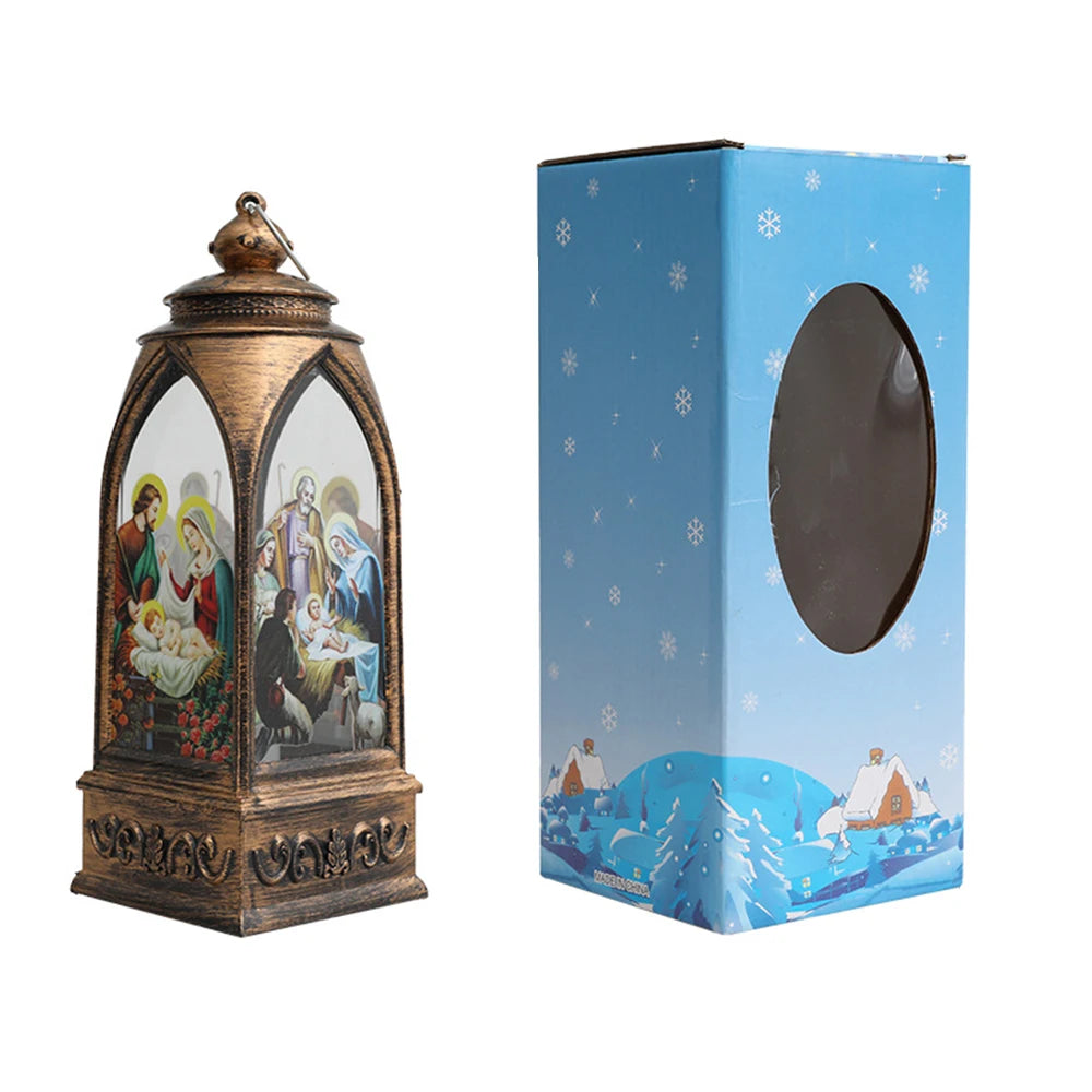 1PC Christmas Decorations Led Lighting Golden Arch Wind Light Nightlight Religious Jesus Retro Decoration