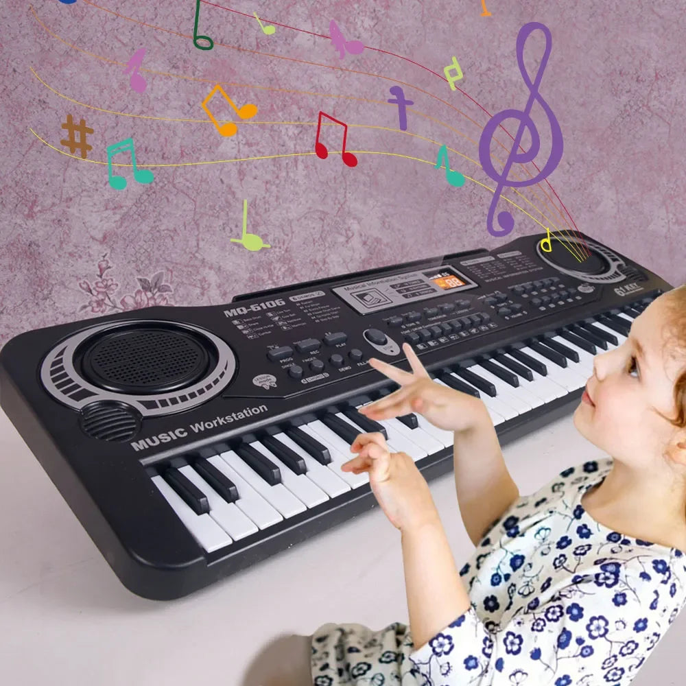 Kids Electronic Piano Keyboard Portable 61 Keys Organ with Microphone Education Toys Musical Instrument Gift for Child Beginner