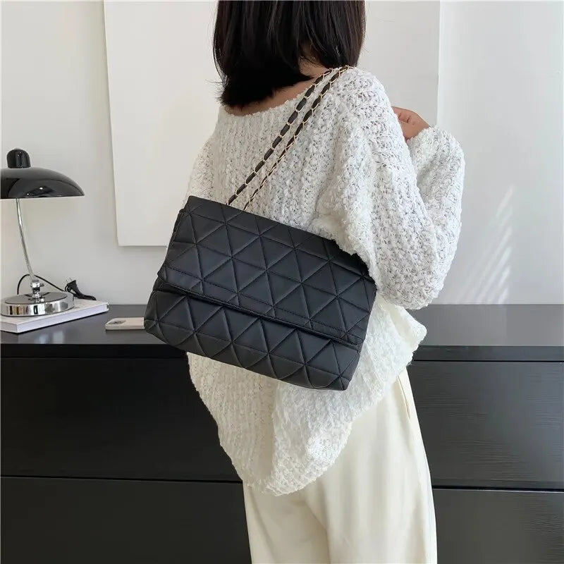 100% Polyurethane Solid Color Chain One-shoulder WOMEN'S Bag Versatile Sewing Small Square Bag Cross-body Bag