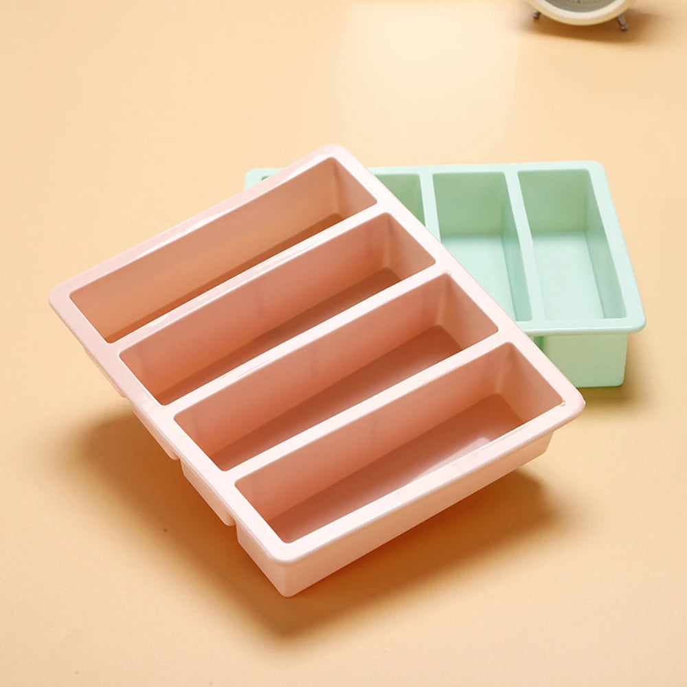 1PC Four Straight Strip Ice Mill Silicone Ice Tray Diy Ice Cube Mold Auxiliary Food Box Ice Maker