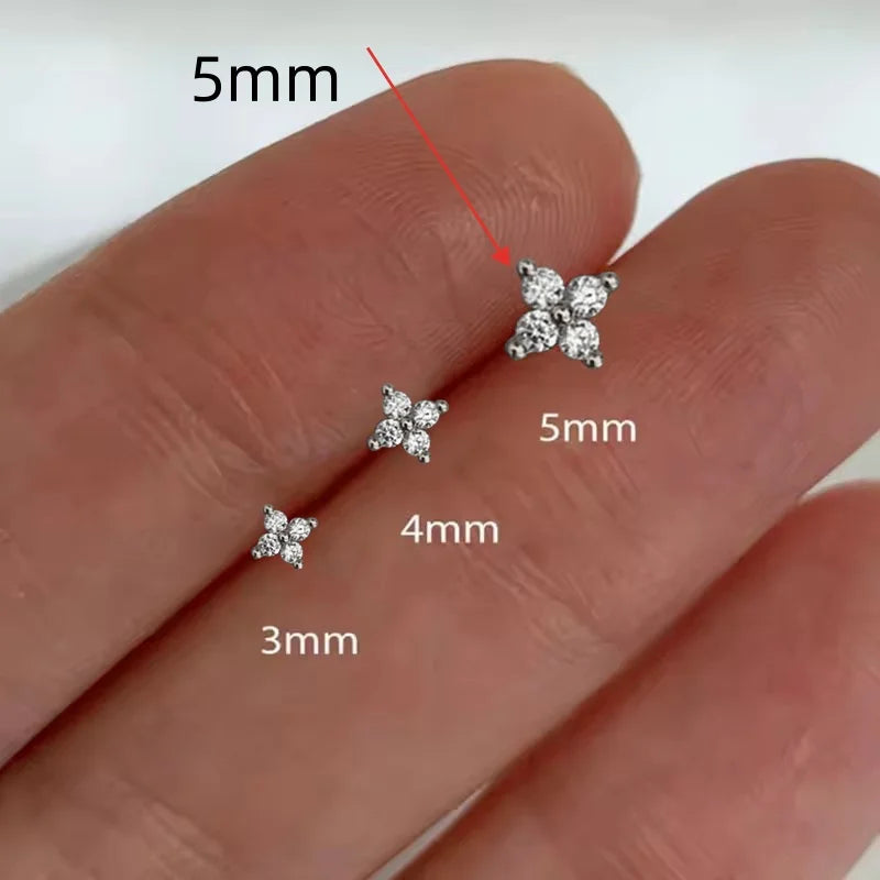 Avenneth Fashion Small Flower Stud Earrings For Women Cartilage Cubic Zirconia Earring Party Jewelry Party Gifts