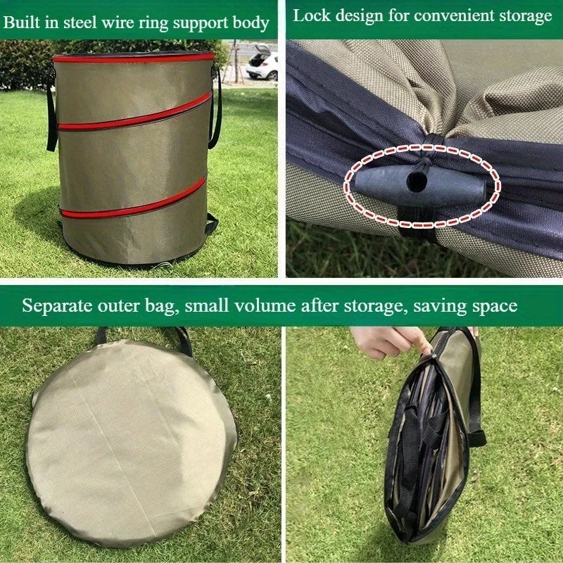 Folding Oxford cloth leaf trash can garden bucket self-driving outdoor portable storage bucket spot wholesale