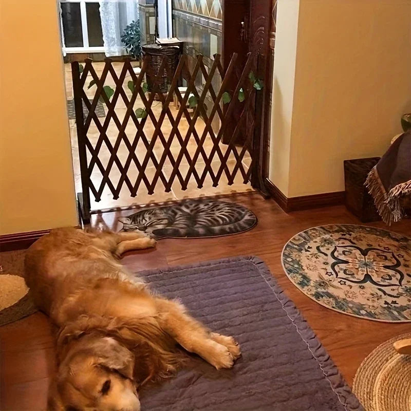 Retractable Wooden Pet Gate for Dogs Cats - Easy Install Indoor Safety Barrier for Home, Bedroom, Doorway & Stairs