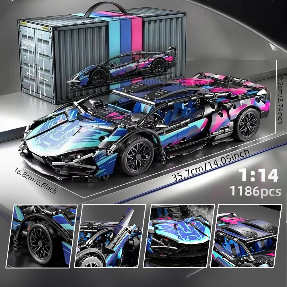 ToylinX 1:14 Building Blocks Car MOC City Speed Car Luxury Auto Racing Vehicle with Super Racers Bricks Toys for Children Gift