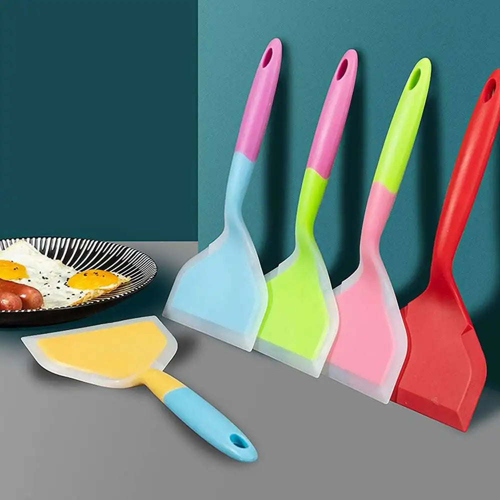 Silicone Spatula Pancakes Shovel 1PC Non-Stick Heat-Resistant Wide Flat Turner For Egg Tamales Pizza Random Color