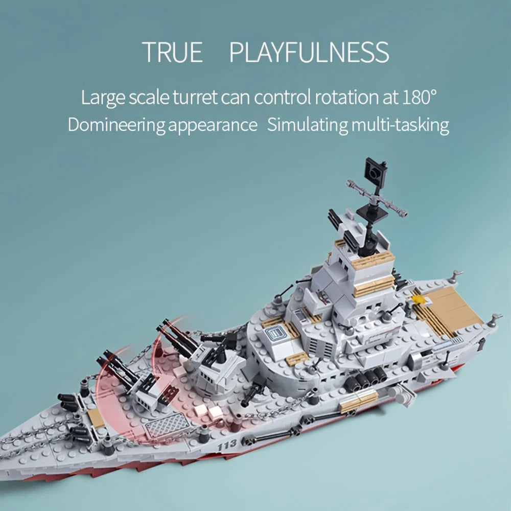 ToylinX 1068pcs Building Block Warship Battleship Building Kits,Military Warship Model Christmas Present for Children and Adult.
