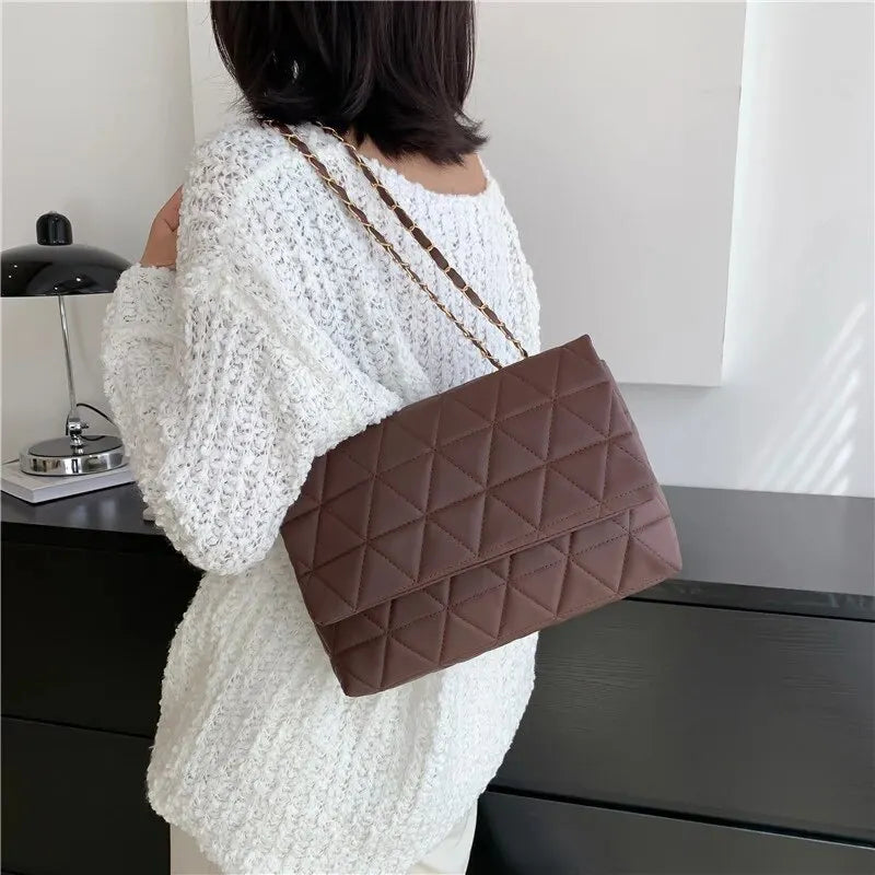 100% Polyurethane Solid Color Chain One-shoulder WOMEN'S Bag Versatile Sewing Small Square Bag Cross-body Bag