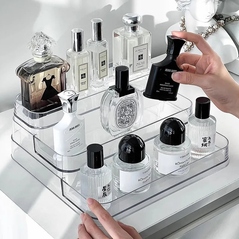 Desktop Perfume Shelf Dresser Cosmetics Storage Box Acrylic Light Luxury ins Transparent Ladder Display Stand