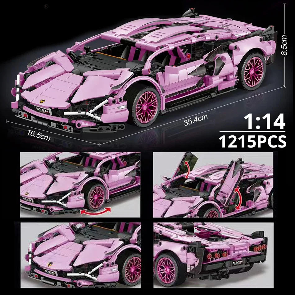 ToylinX 1:14 Building Blocks Car MOC City Speed Car Luxury Auto Racing Vehicle with Super Racers Bricks Toys for Children Gift