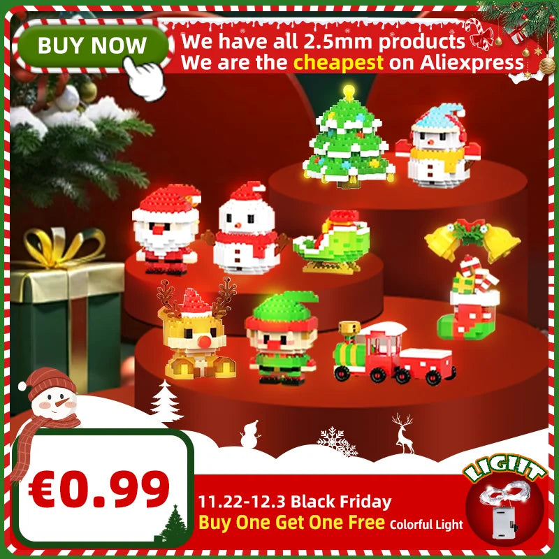 DIY Model Christmas Building Block Santa Claus Snowman Christmas Tree Building Block Toy  Christmas Decoration Party Favours