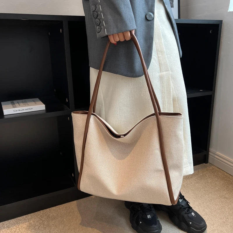 1 Piece of Large-Capacity Tote Bag, Fashionable Bucket Bag for Work and Commuting, Women Can Hold iPad