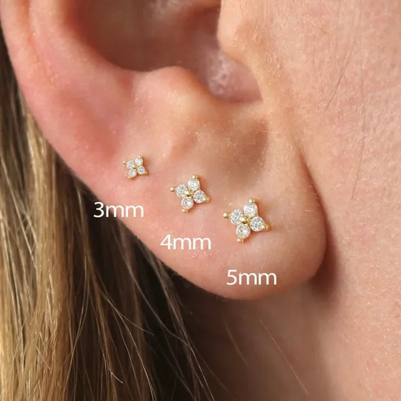 Avenneth Fashion Small Flower Stud Earrings For Women Cartilage Cubic Zirconia Earring Party Jewelry Party Gifts
