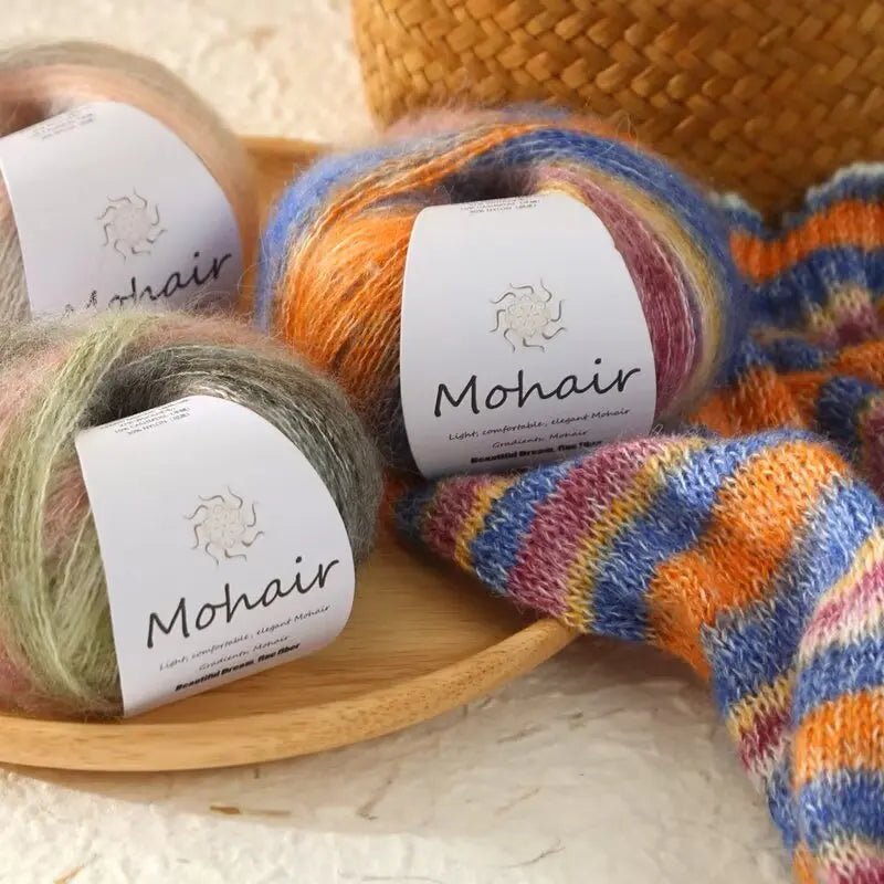 Silk gradual change mohair, hand DIY woven color wool super soft, plush bright silk wool ball