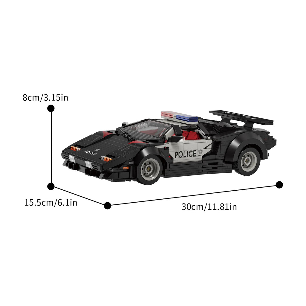 1383Pcs Interactive Police Sports Car Building Blocks Toy Kit - Educational Birthday Gift Set for Kids & Adults, Display Model