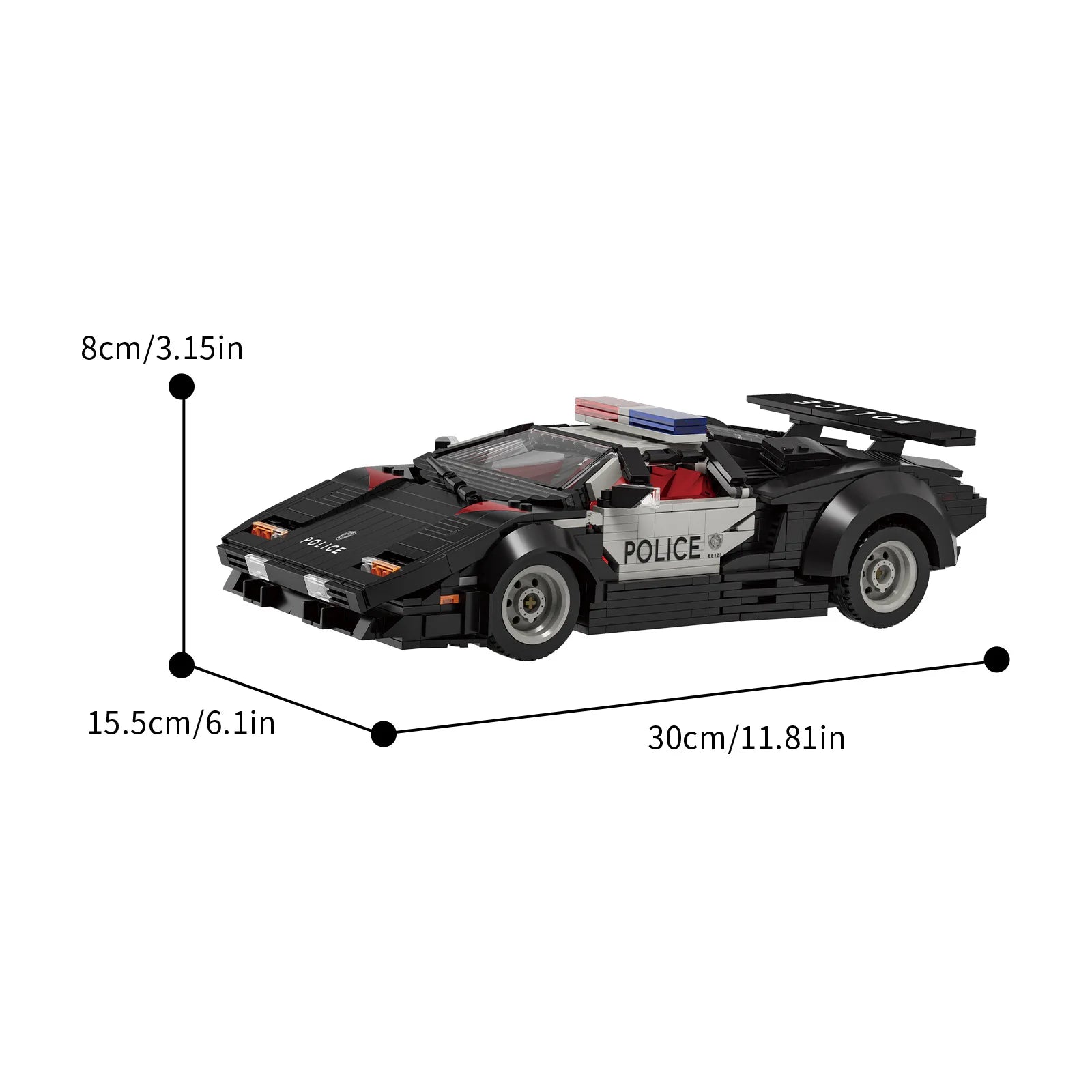 1383Pcs Interactive Police Sports Car Building Blocks Toy Kit - Educational Birthday Gift Set for Kids & Adults, Display Model
