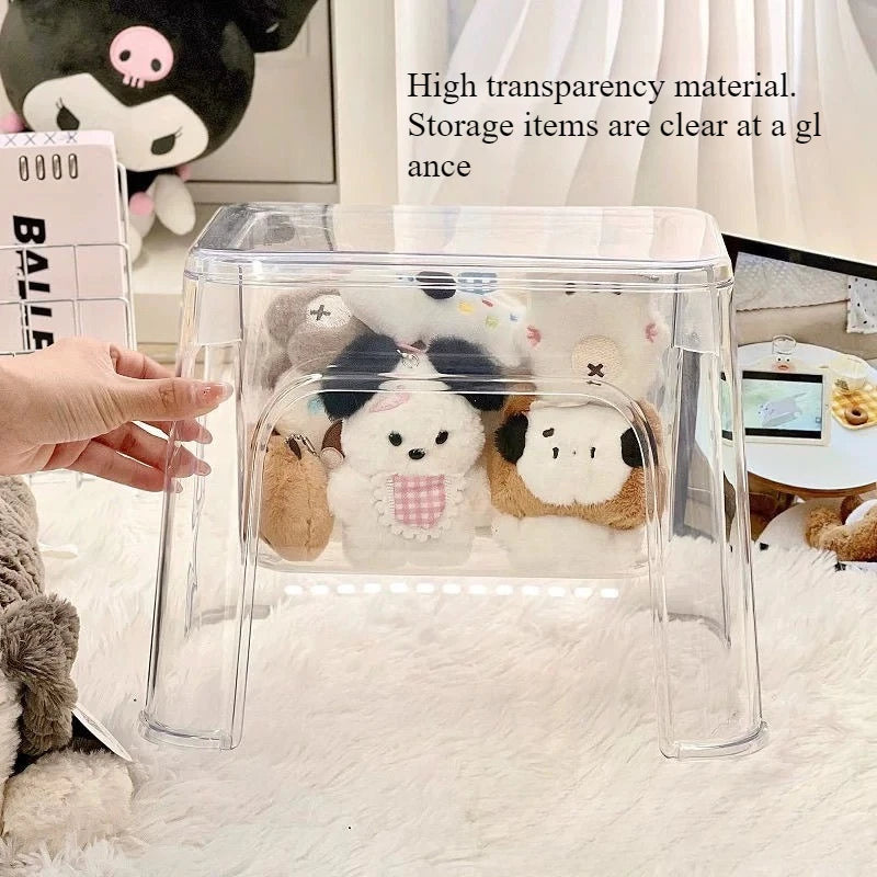 storage stool Thickened PET transparent stool Living room small bench Household chair Simple multi-functional plastic stool