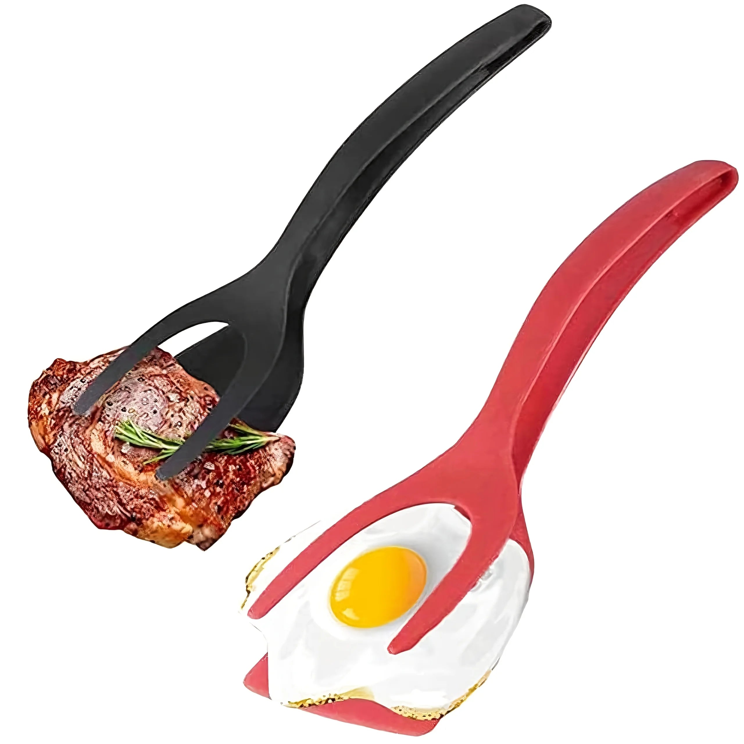 1Egg Spatula with Tongs，Spatula with Flip Tongs，Fried Steak、Non-stick Spatula for Pancakes and Shoulder Blades