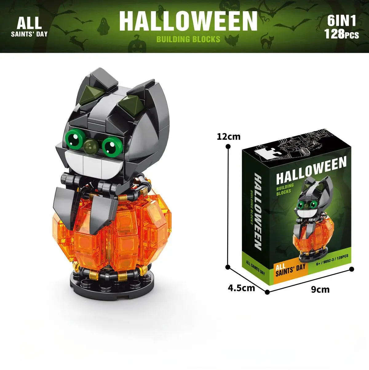 601PCS 6IN1 Halloween Building Block Set Halloween Displayable Party Gift Children's Festive Gifts for Easter Home Decoration