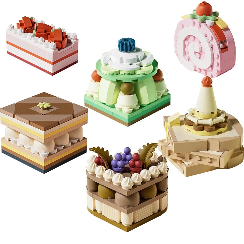 ToylinX Cute Dessert Toys Model Building Blocks 12 Types Plastic Cake Blocks Toys Girls Birthday Gift For Boys Girls and Friends