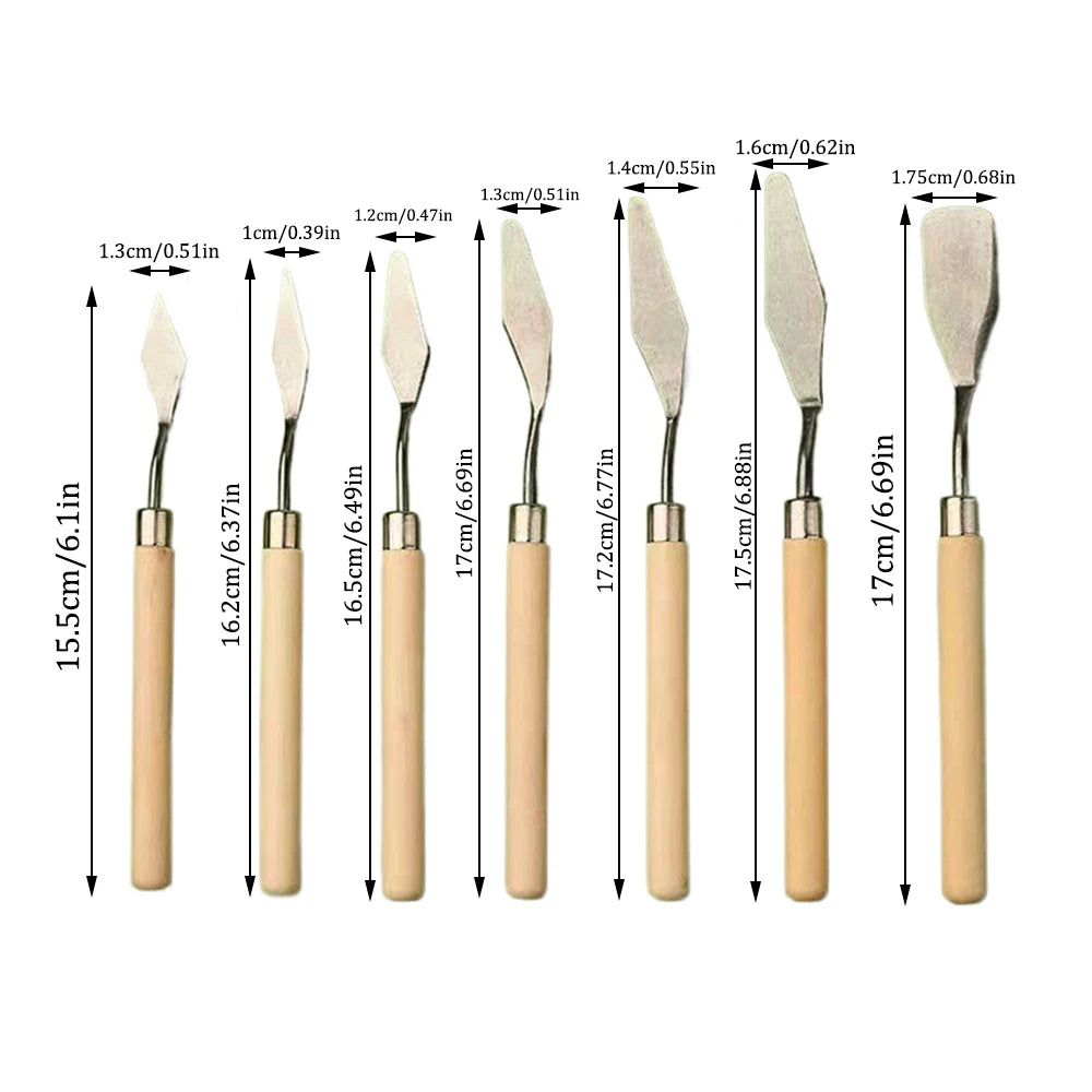 1Set/3Set Oil Painting Scraper Set Paint Wood Handle Palette Knife Art Gouache Paint Painting Scraper