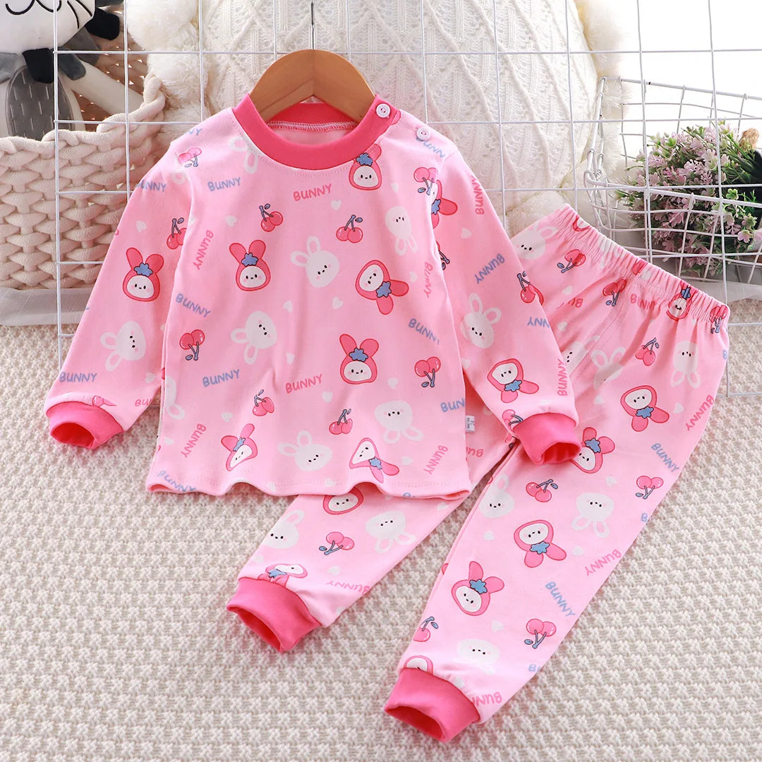 Baby Fall Clothes Cartoon Animal Sleepwear Children Pajamas Sets Unisex Kids Autumn Clothing Durable Soft Warm Comfort
