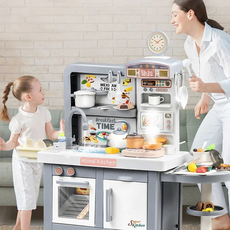 Children's Extra Large 100cm Kitchen Set with Simulated Kitchenware Children's Cooking Home Set