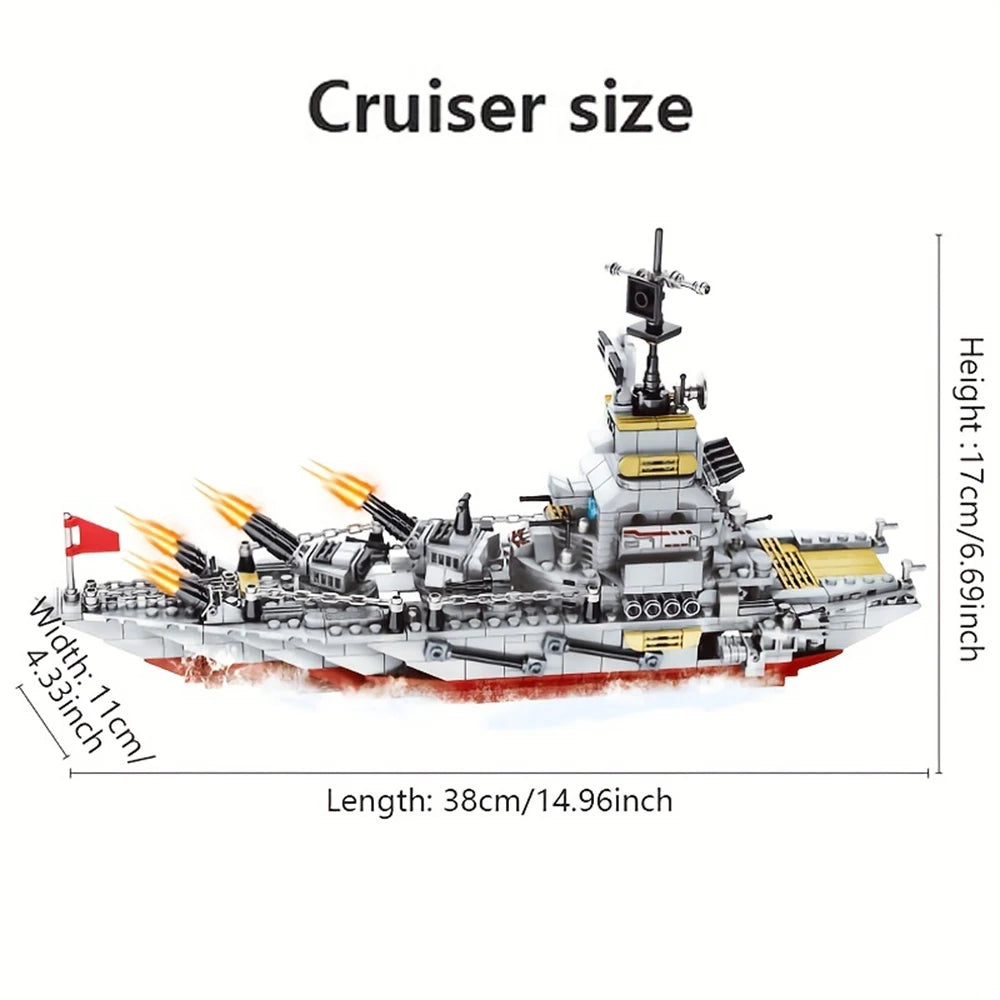 ToylinX 1068pcs Building Block Warship Battleship Building Kits,Military Warship Model Christmas Present for Children and Adult.